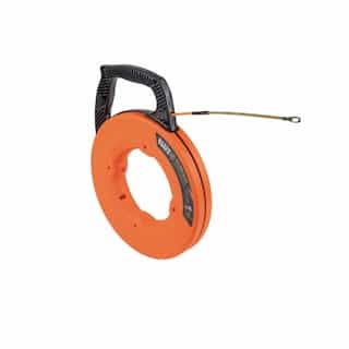 Klein Tools 100-Ft Multi-Groove Fiberglass Fish Tape w/ Spiral Steel Leader, Orange
