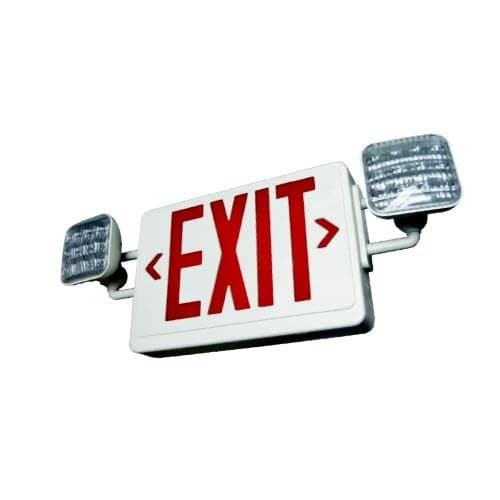 LED Exit Sign, LED Square Emergency Light, Red with White Housing