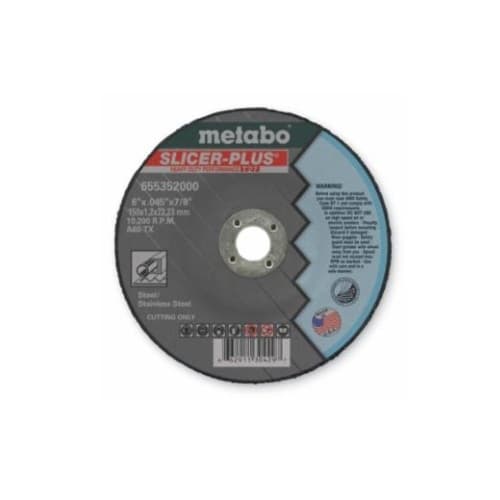 Metabo 6-in Slicer Plus Depressed Center Cutting Wheel, 60 Grit, Aluminum Oxide