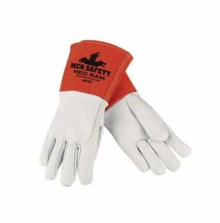 Premium Grade Goatskin & Split Cowhide Leather Welding Gloves, White, X-Large