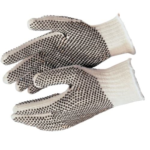 7 Gauge PVC Dot String Knit Gloves, White, X-Small