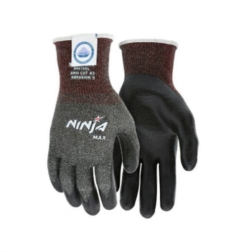 Ninja Max Bi-Polymer Coated Palm Gloves, Black, Large