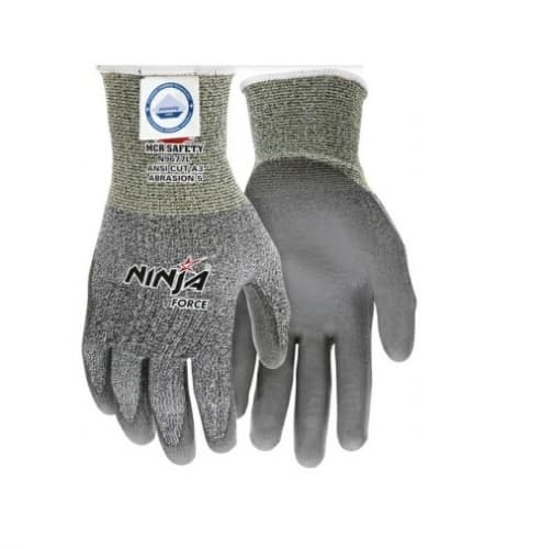 Memphis Glove Ninja Max Polyurethane Coated Palm Gloves, Gray, Large