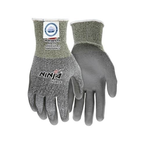 Ninja Max Polyurethane Coated Palm Gloves, Gray, X-Large