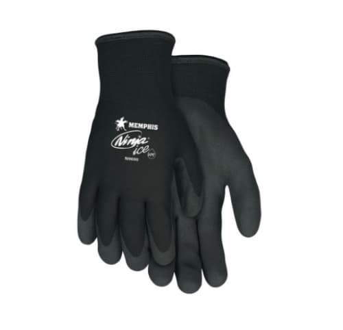 Memphis Glove Ninja Ice Gloves w/ Palm and Fingertip Coated, Large, Black