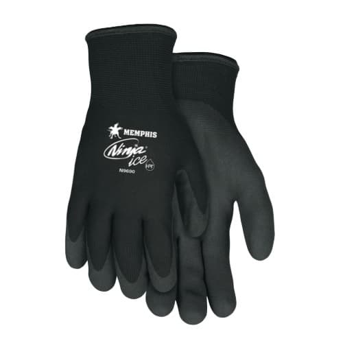 Memphis Glove Ninja Ice Gloves w/ Palm and Fingertip Coated, X-Large, Black
