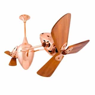 Matthews Fan 48-in 96W Ar Ruthiane Ceiling Fan, AC, 3-Speed, 6-Wood Blades, Polished Copper