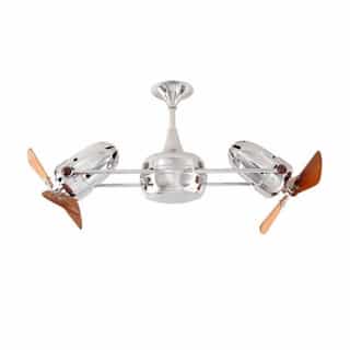 36-in 74W Duplo Dinamico Ceiling Fan, AC, 3-Speed, 6-Wood Blades, Polished Chrome