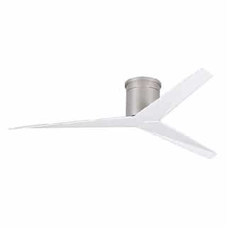 Matthews Fan 56-in 33W Eliza-H Ceiling Fan w/Remote, DC, 6-Speed, 3-Gloss White Blades, Brushed Nickel