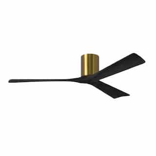 60-in 32W Irene Ceiling Fan, DC, 6-Speed, 3-Black Blades, Brass