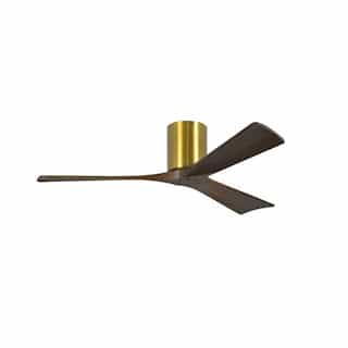 42-in 17W Irene-3H Ceiling Fan w/Remote, DC, 6-Speed, 3-Walnut Blades, Brushed Brass