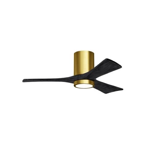 42-in 17W Irene LK Ceiling Fan w/ LED Light Kit, DC, 6-Speed, 3-Black Blades, Brass