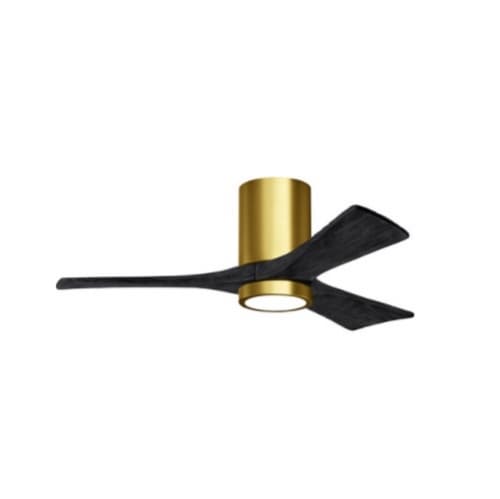 52-in 32W Irene LK Ceiling Fan w/ LED Light Kit, DC, 6-Speed, 3-Black Blades, Brass