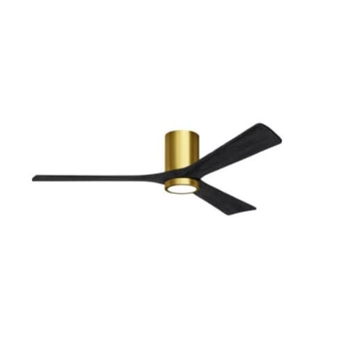 60-in 30W Irene LK Ceiling Fan w/ LED Light Kit, DC, 6-Speed, 3-Black Blades, Brass