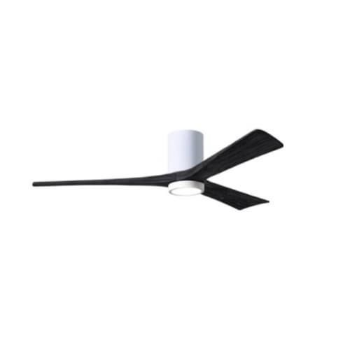 60-in 30W Irene LK Ceiling Fan w/ LED Light Kit, DC, 6-Speed, 3-Black Blades, White