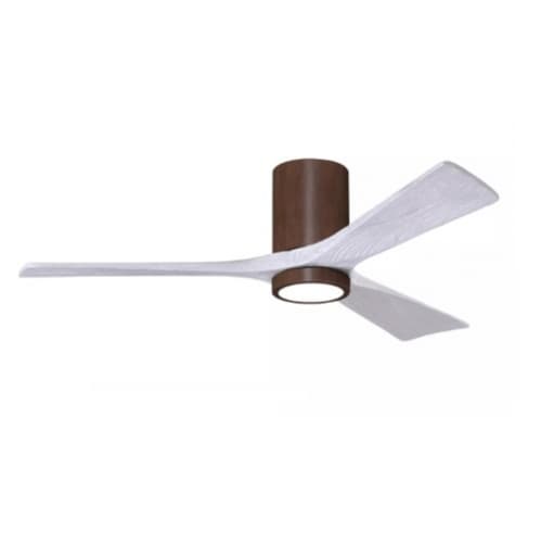52-in 32W Irene-3H Ceiling Fan w/ Light Kit, White Blades, Walnut