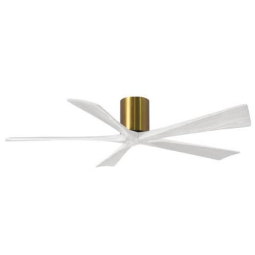 60-in 31W Irene Ceiling Fan, DC, 6-Speed, 5-White Blades, Brass
