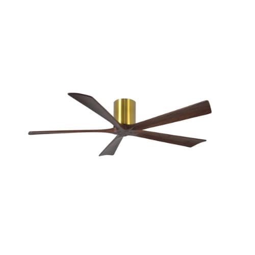 Matthews Fan 52-in 31W Irene-5H Ceiling Fan w/Remote, DC, 6-Speed, 5-Walnut Blades, Brushed Brass