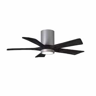 60-in 31W Irene Ceiling Fan w/ LED Light Kit, DC, 6-Speed, 5-Black Blades, Nickel