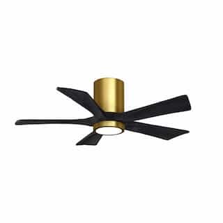 Matthews Fan 60-in 31W Irene Ceiling Fan w/ LED Light Kit, DC, 6-Speed, 5-Black Blades, Brass