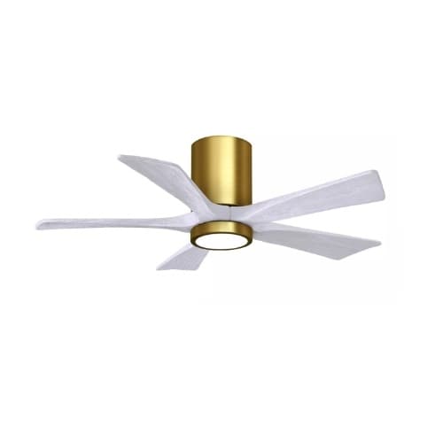 Matthews Fan 52-in 31W Irene Ceiling Fan w/ LED Light Kit, DC, 6-Speed, 5-White Blades, Brass