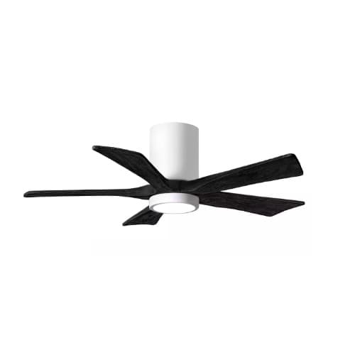 Matthews Fan 52-in 31W Irene Ceiling Fan w/ LED Light Kit, DC, 6-Speed, 5-Black Blades, White