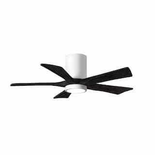 52-in 31W Irene Ceiling Fan w/ LED Light Kit, DC, 6-Speed, 5-Black Blades, White