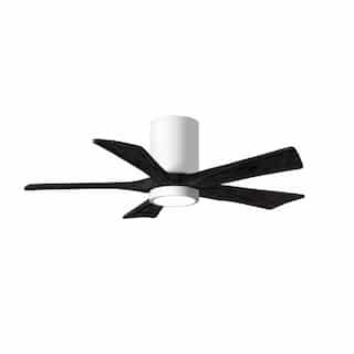 60-in 31W Irene Ceiling Fan w/ LED Light Kit, DC, 6-Speed, 5-Black Blades, White