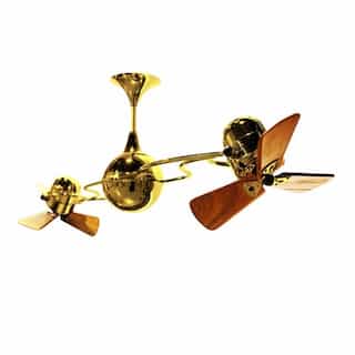 62-in 91W Italo Ventania Ceiling Fan, AC, 3-Speed, 6-Wood Blades, Gold