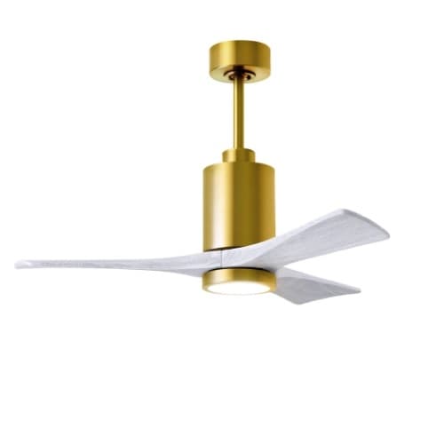 42-in 16W Patricia-3 Ceiling Fan, Matte White Blades, Brushed Brass
