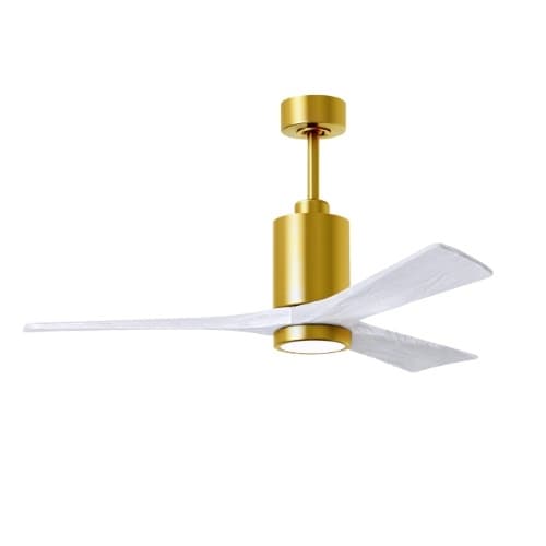 52-in 32W Patricia-3 Ceiling Fan, Matte White Blades, Brushed Brass