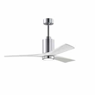 60-in 32W Patricia Ceiling Fan w/ LED Light Kit, DC, 6-Speed, 3-White Blades, Chrome