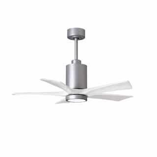 52-in 32W Patricia Ceiling Fan, LED Light Kit, DC, 6-Speed, 5-White Blades, Nickel