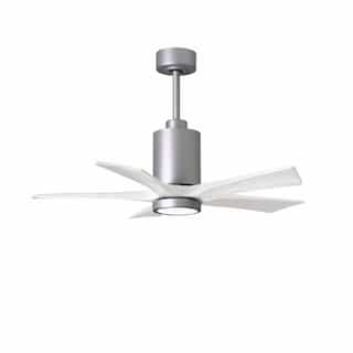 60-in 31W Patricia Ceiling Fan, LED Light Kit, DC, 6-Speed, 5-White Blades, Nickel