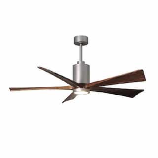 60-in 31W Patricia-5 Ceiling Fan w/Light, DC, 6-Speed, 5-Walnut Blades, Brushed Nickel