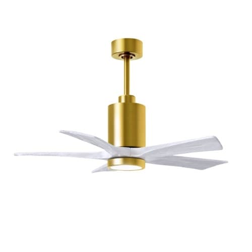 42-in 30W Patricia-5 Ceiling Fan, Matte White Blades, Brushed Brass