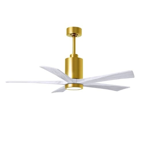 52-in 31W Patricia-5 Ceiling Fan, Matte White Blades, Brushed Brass