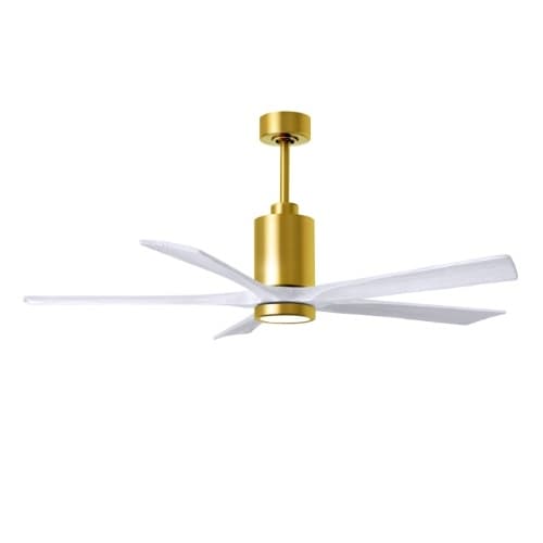 60-in 31W Patricia-5 Ceiling Fan, Matte White Blades, Brushed Brass