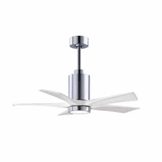 42-in 30W Patricia Ceiling Fan, LED Light Kit, DC, 6-Speed, 5-White Blades, Chrome