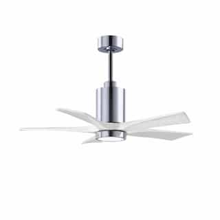 60-in 31W Patricia Ceiling Fan, LED Light Kit, DC, 6-Speed, 5-White Blades, Chrome