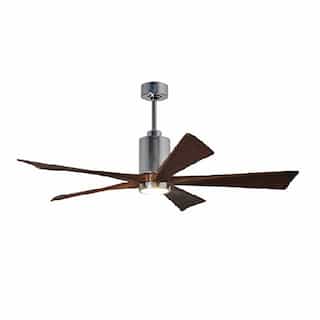 Matthews Fan 42-in 30W Patricia-5 Ceiling Fan w/Light, DC, 6-Speed, 5-Walnut Blade, Polished Chrome