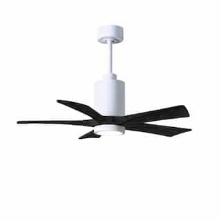 60-in 31W Patricia Ceiling Fan, LED Light Kit, DC, 6-Speed, 5-Black Blades, White