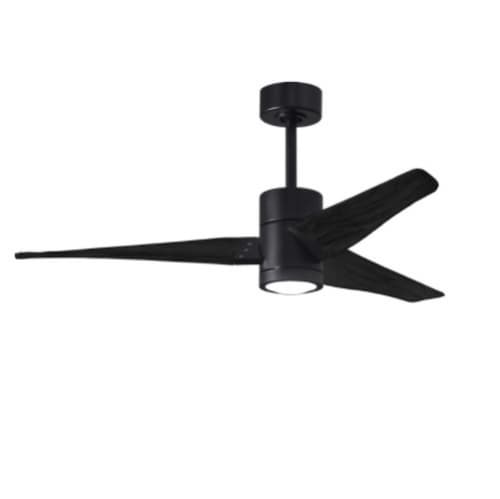 Matthews Fan 52-in 32W Super Janet Ceiling Fan w/ LED Light Kit, DC, 6-Speed, 3-Black Blades, Black