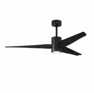Matthews Fan 60-in 33W Super Janet Ceiling Fan w/ LED Light Kit, DC, 6-Speed, 3-Black Blades, Black