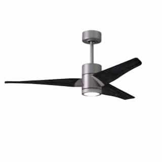 Matthews Fan 52-in 32W Super Janet Ceiling Fan w/ LED Light Kit, DC, 6-Speed, 3-Black Blades, Nickel