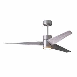 Matthews Fan 52-in 32W Super Janet Ceiling Fan w/Light, DC, 6-Speed, 3-Barn Wood Blade, Brushed Nickel