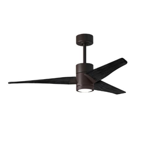 Matthews Fan 52-in 32W Super Janet Ceiling Fan w/ LED Light Kit, DC, 6-Speed, 3-Black Blades, Bronze