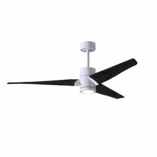 Matthews Fan 52-in 32W Super Janet Ceiling Fan w/ LED Light Kit, DC, 6-Speed, 3-Black Blades, White