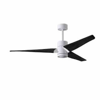Matthews Fan 60-in 33W Super Janet Ceiling Fan w/ LED Light Kit, DC, 6-Speed, 3-Black Blades, White