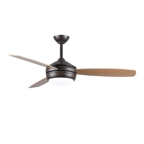 Matthews Fan 52-in 61W T-24 Ceiling Fan w/Light, AC, 3-Speed, 3-Maple/Barn Wood Blade, Textured Bronze